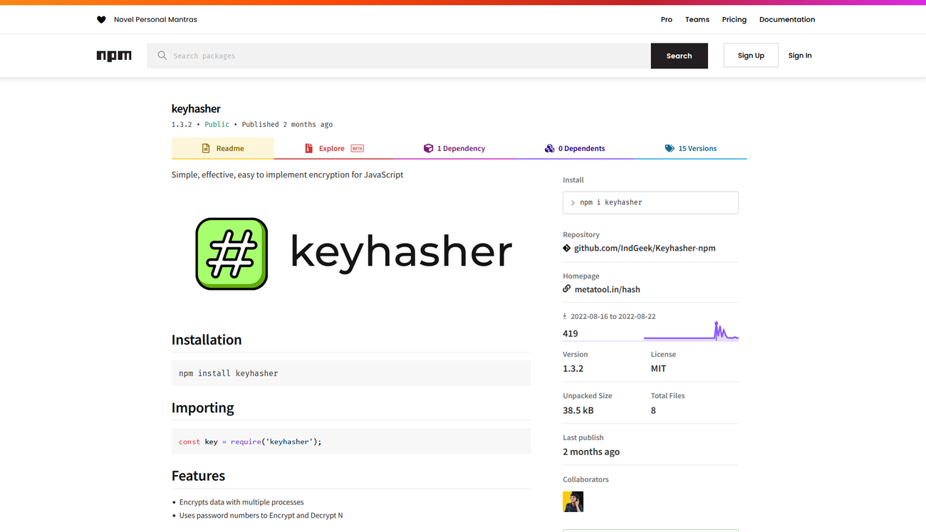 KeyHasher NPM Package